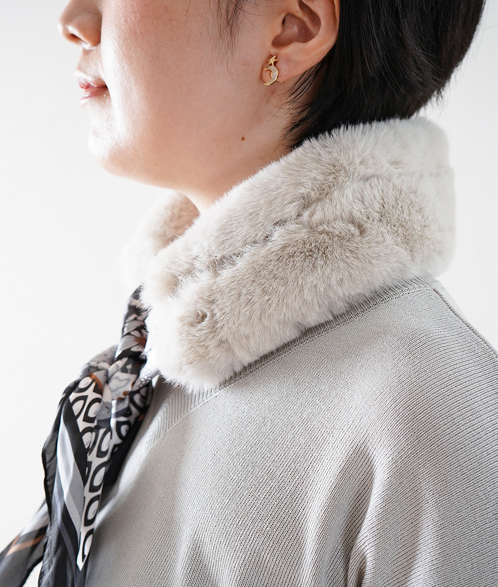 Fur and geometric scarf neck warmer