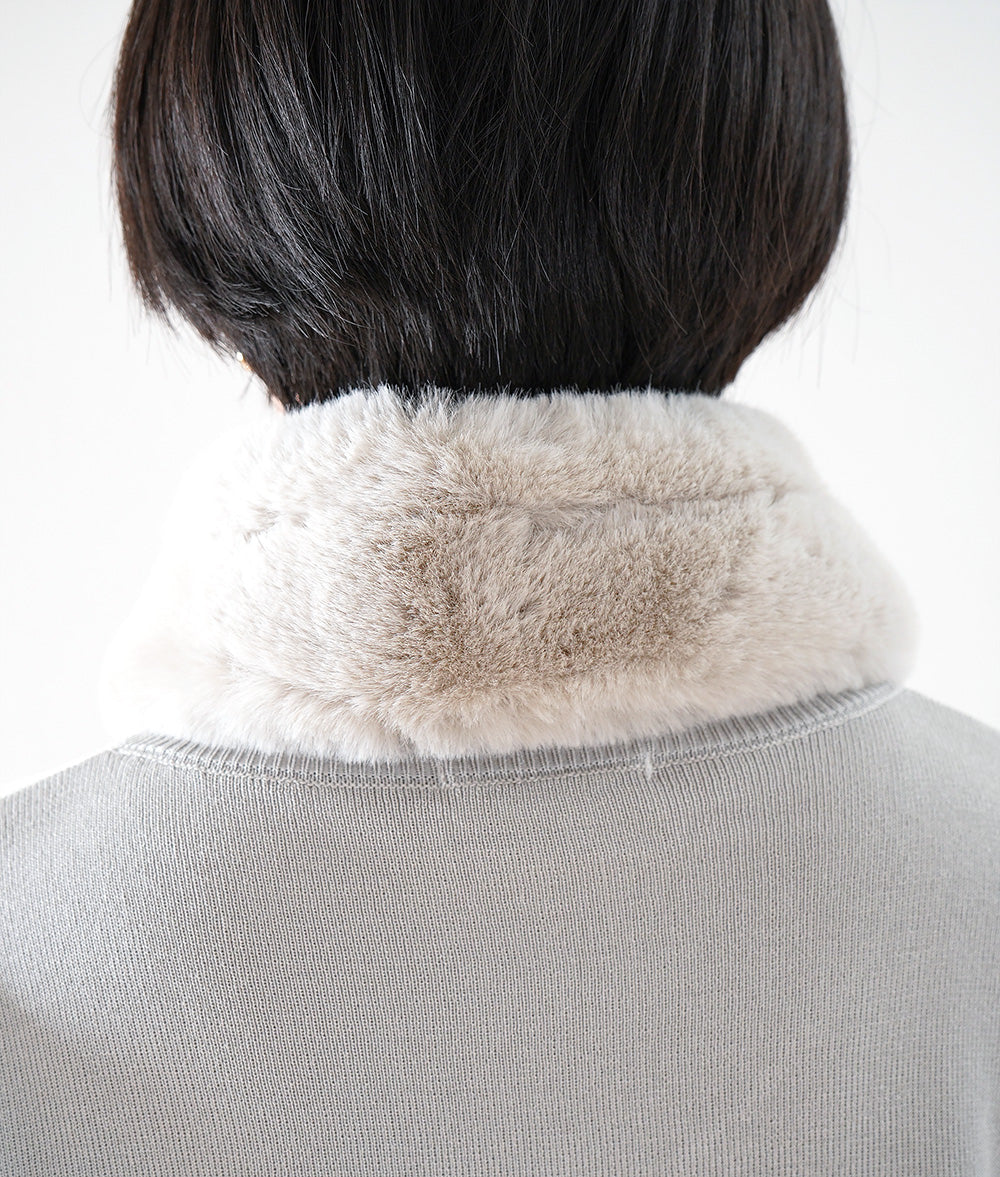 Fur and geometric scarf neck warmer