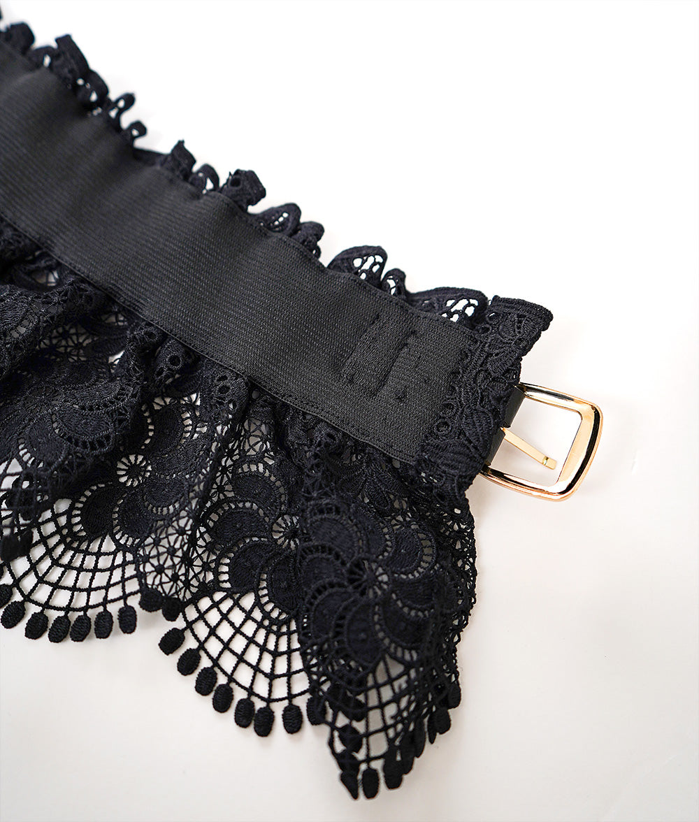 Full lace and leather buckle corset belt