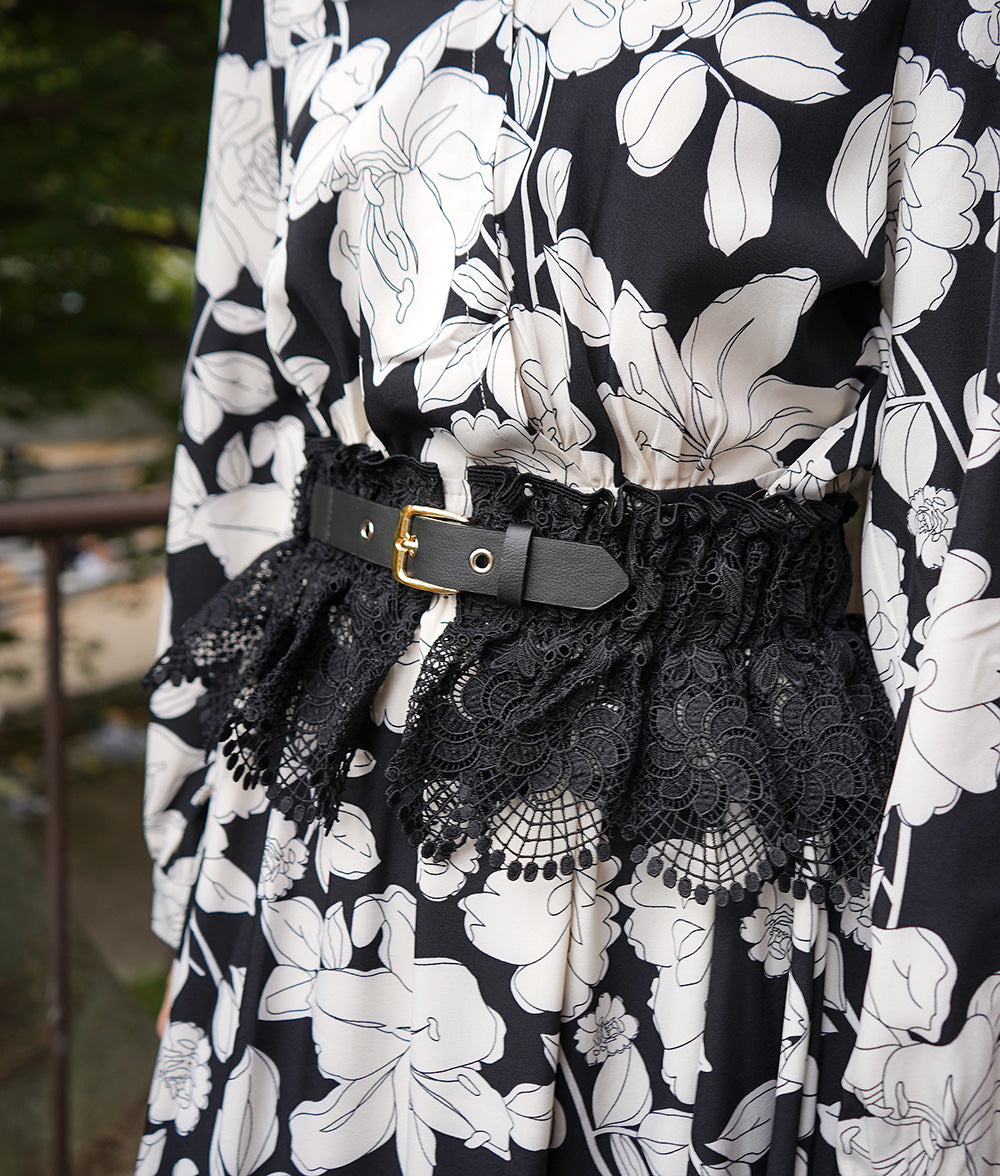 Full lace and leather buckle corset belt