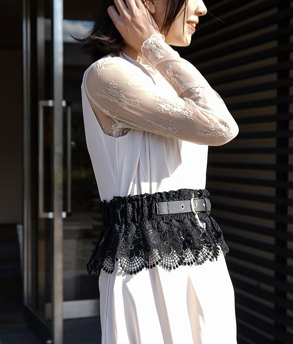 Full lace and leather buckle corset belt