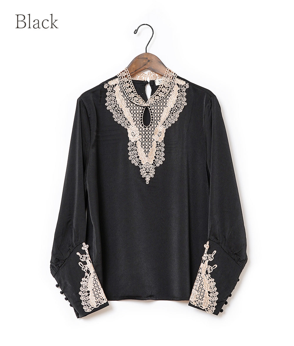 Antique embroidery lace blouse