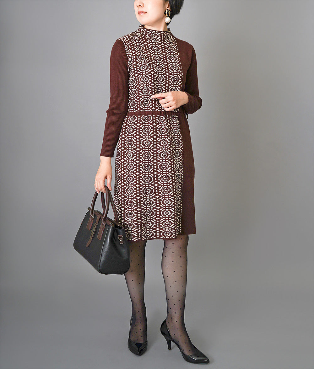 Moroccan tile pattern knit dress