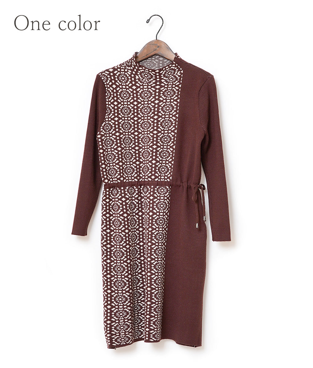 Moroccan tile pattern knit dress