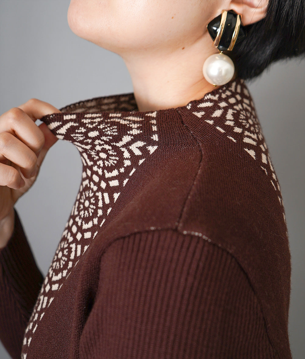 Moroccan tile pattern knit dress