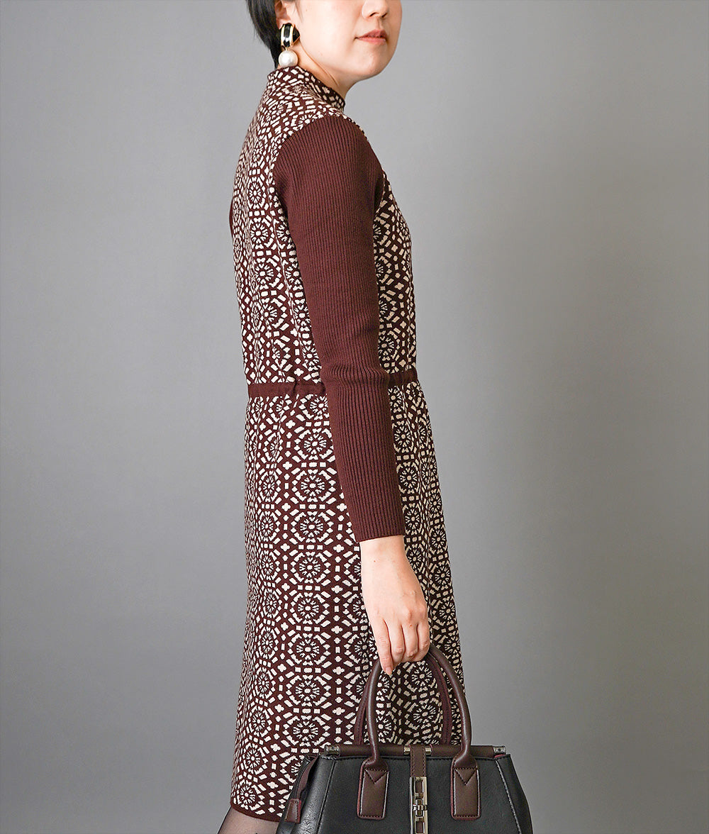Moroccan tile pattern knit dress