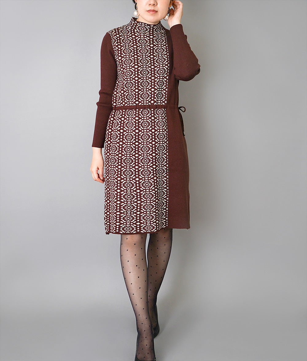 Moroccan tile pattern knit dress