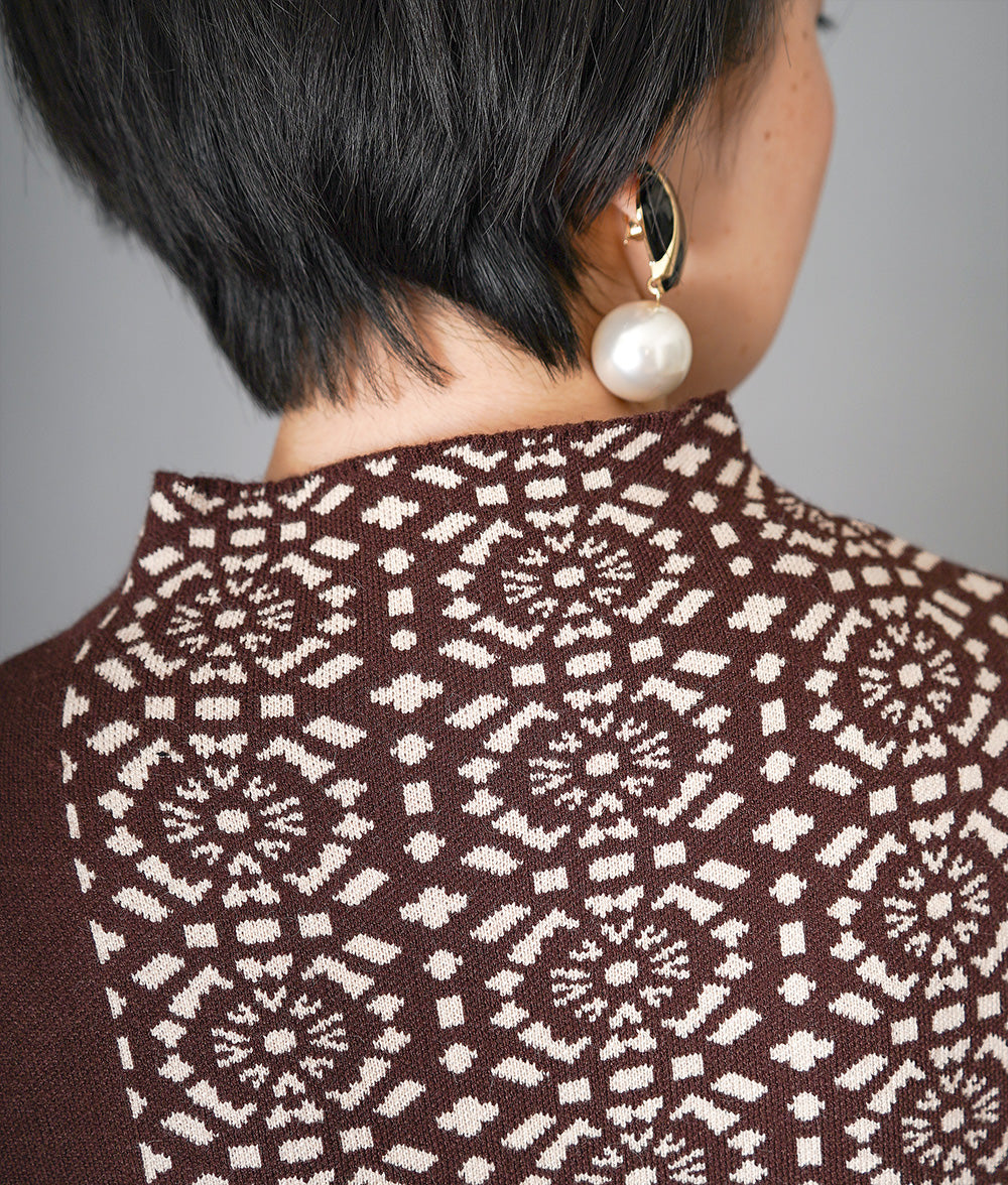 Moroccan tile pattern knit dress