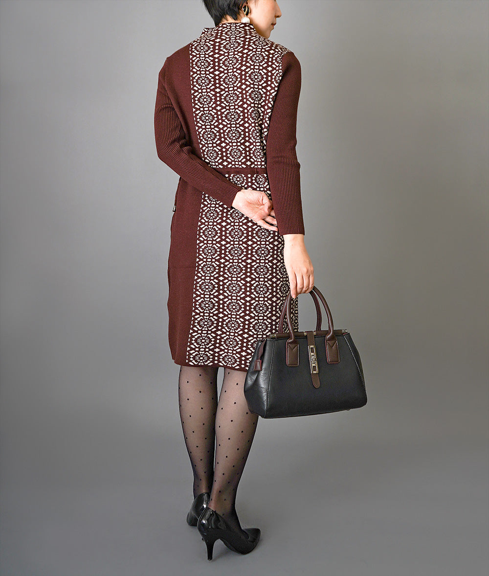 Moroccan tile pattern knit dress