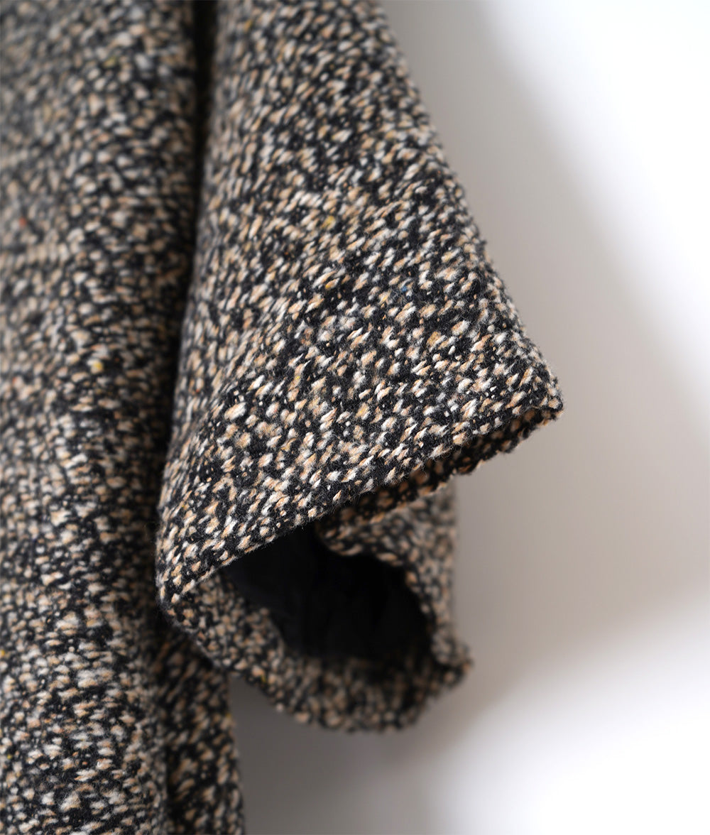 Bun button tweed hooded coat
