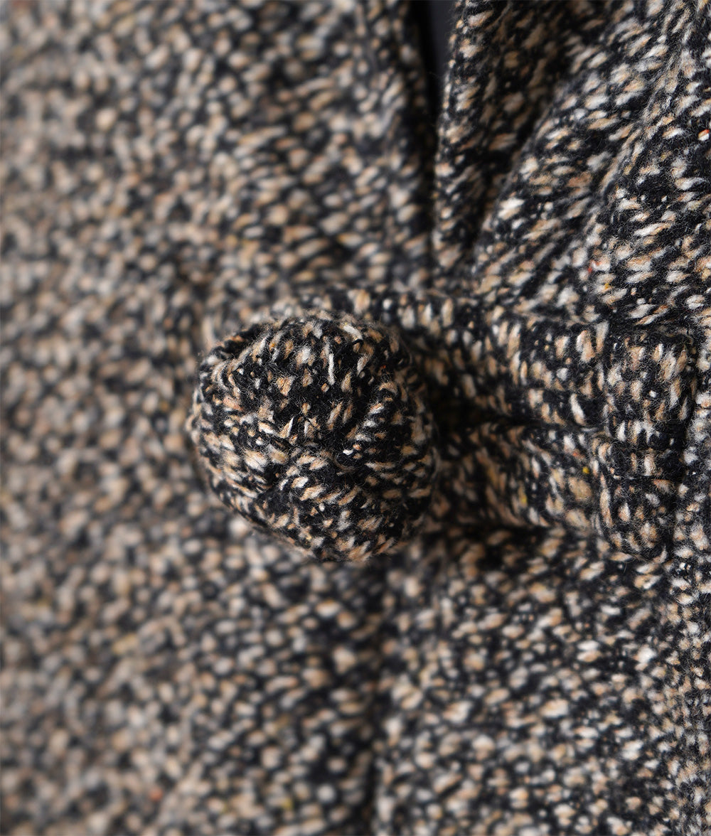 Bun button tweed hooded coat