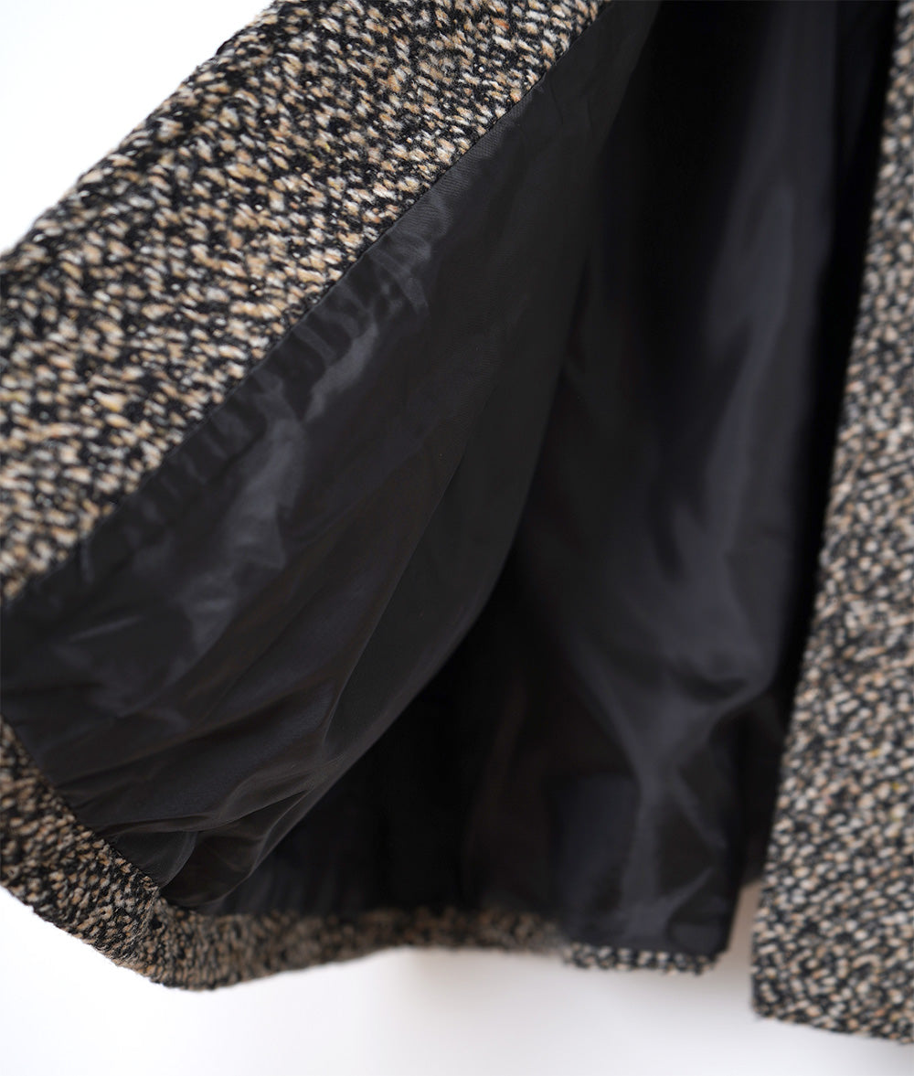Bun button tweed hooded coat
