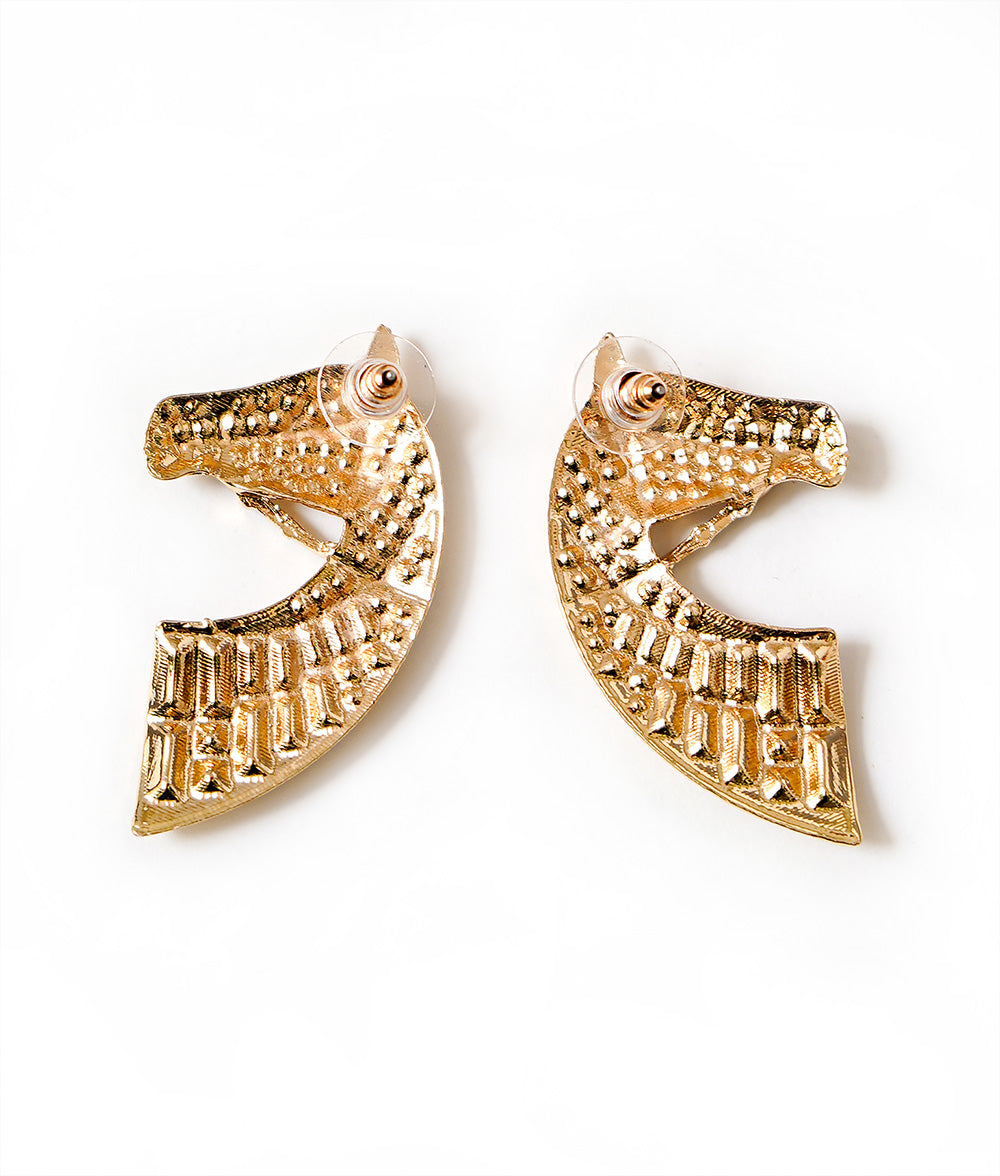 Aurora shining horse motif earrings