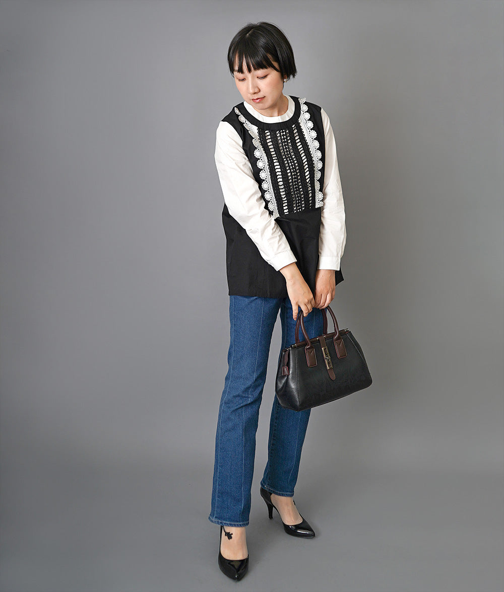Flower and ladder lace blouse