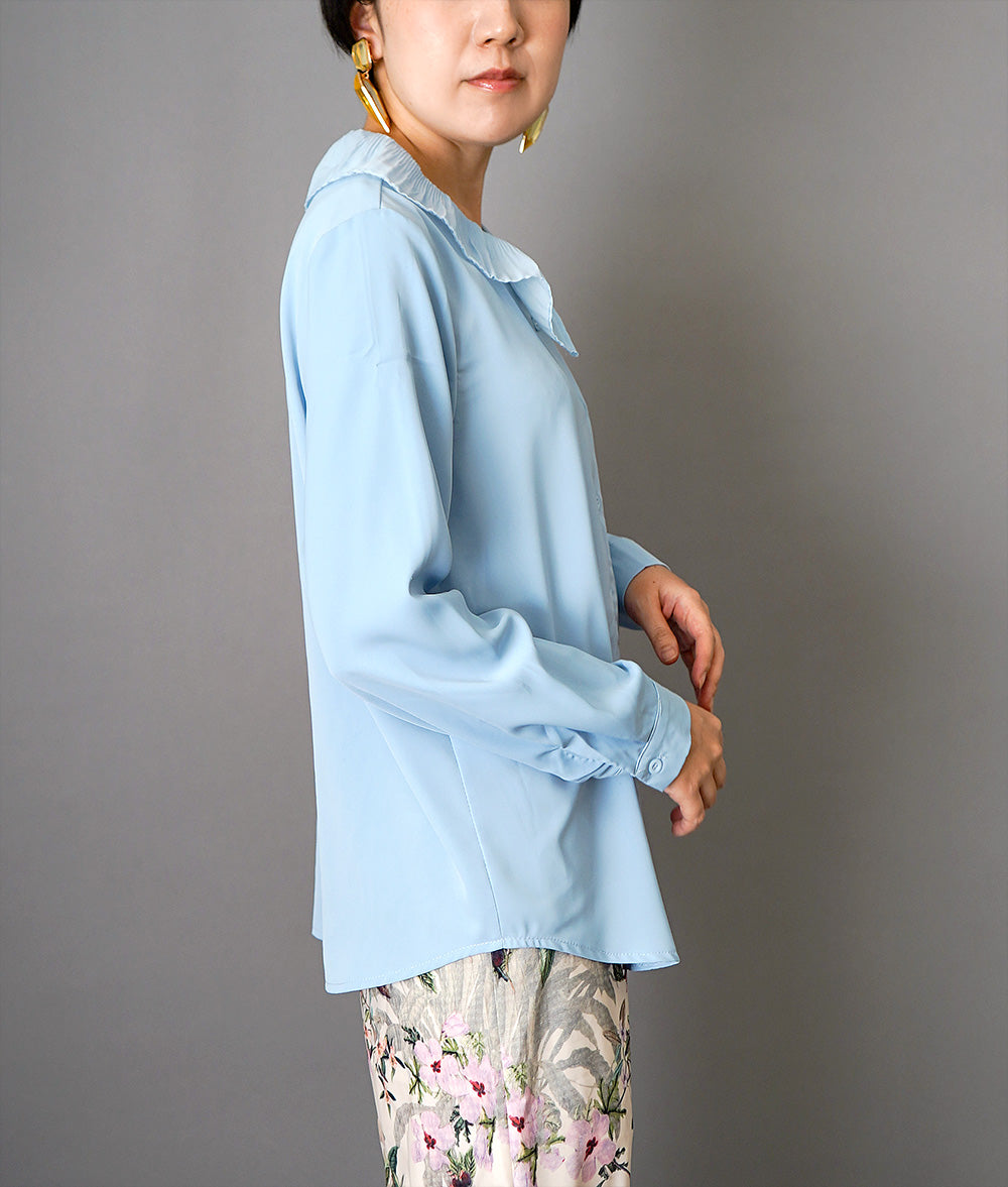 【SALE】Pleated frill blouse and knitted vest