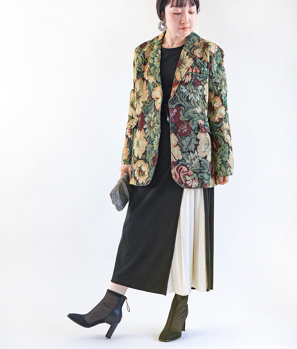 【SALE】Pleated switching long dress