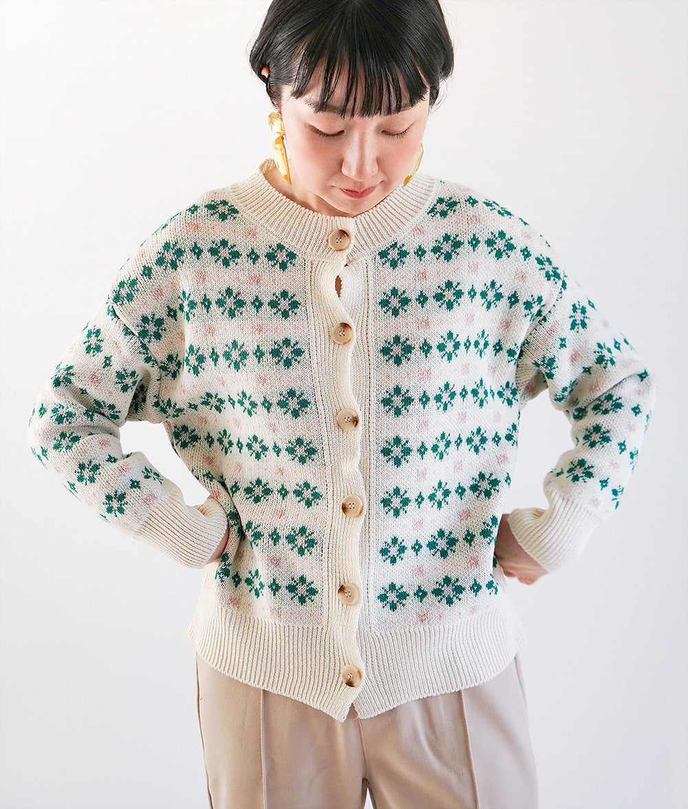 Clover jacquard knitted cardigan