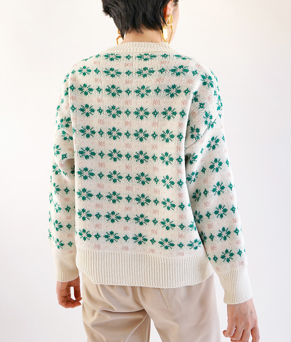 Clover jacquard knitted cardigan