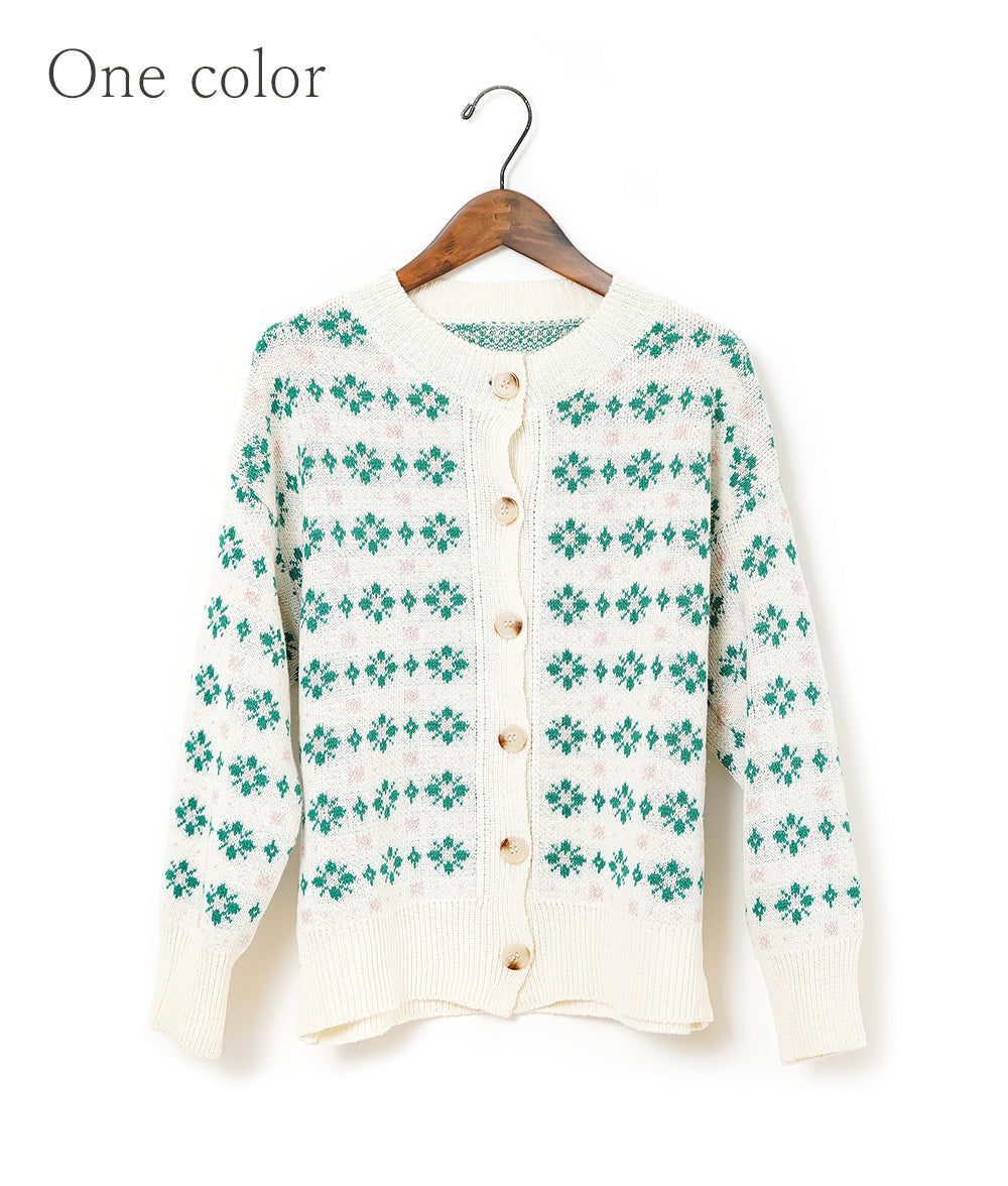 Clover jacquard knitted cardigan