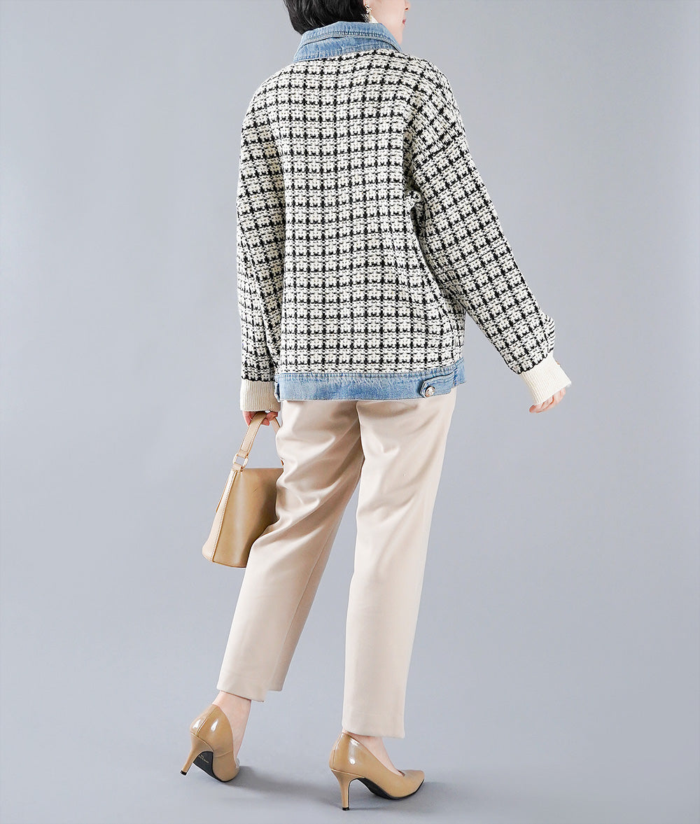 Mixed jacket of tweed and denim