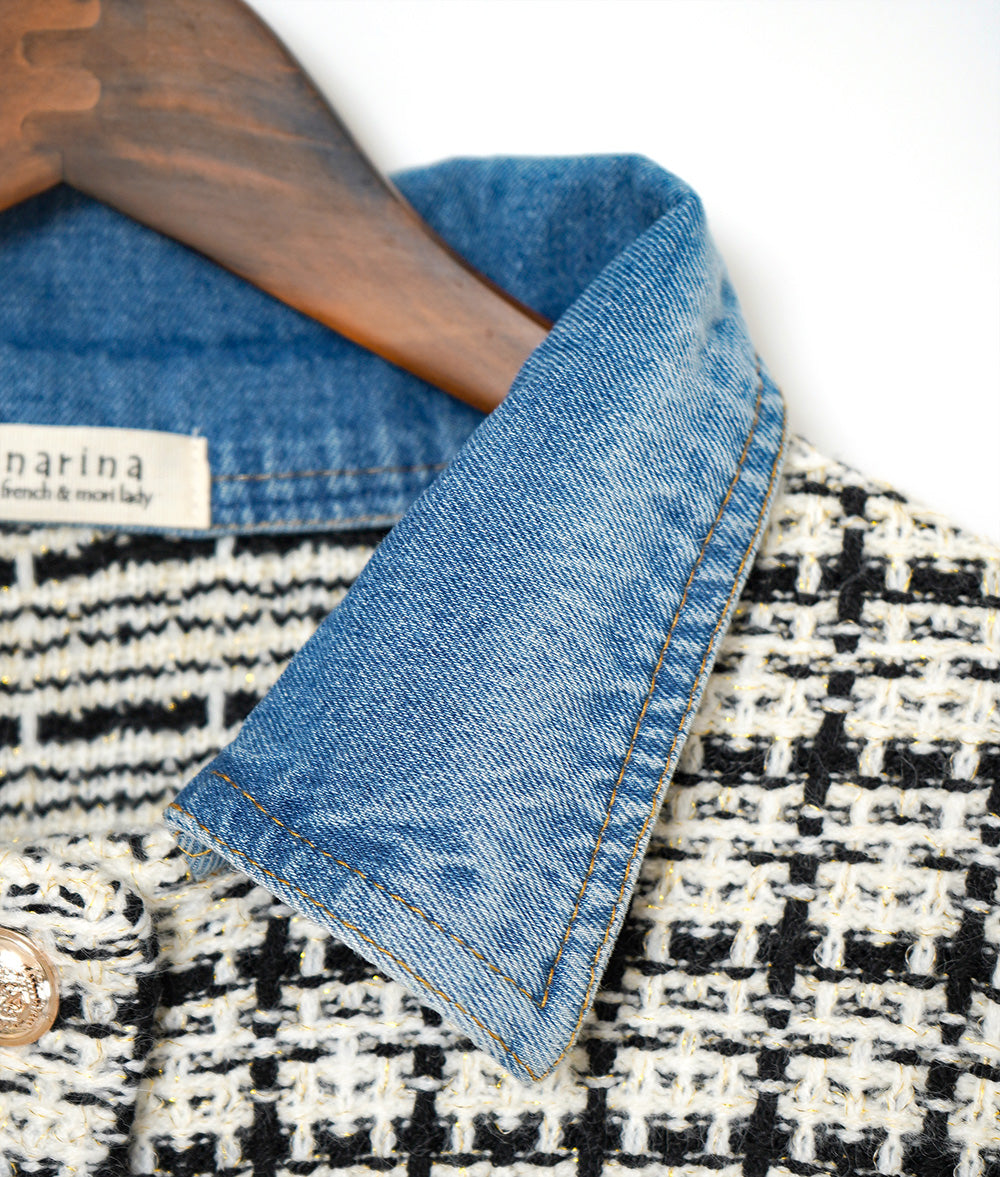 Mixed jacket of tweed and denim