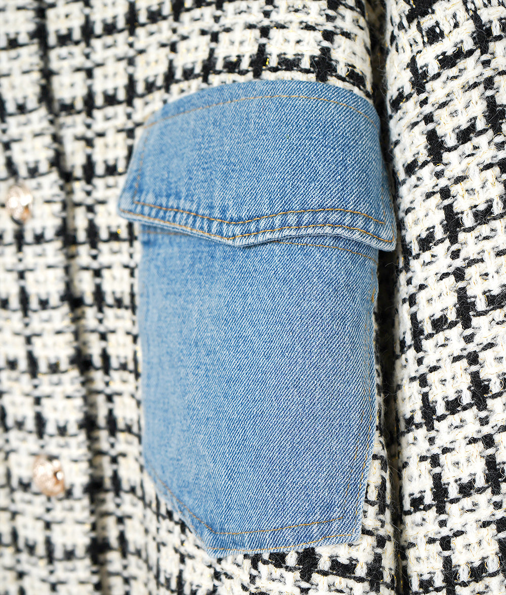 Mixed jacket of tweed and denim