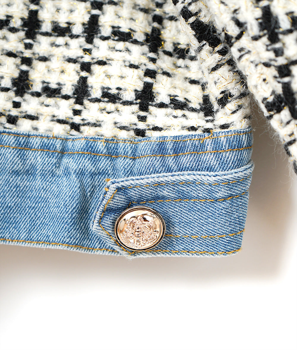 Mixed jacket of tweed and denim