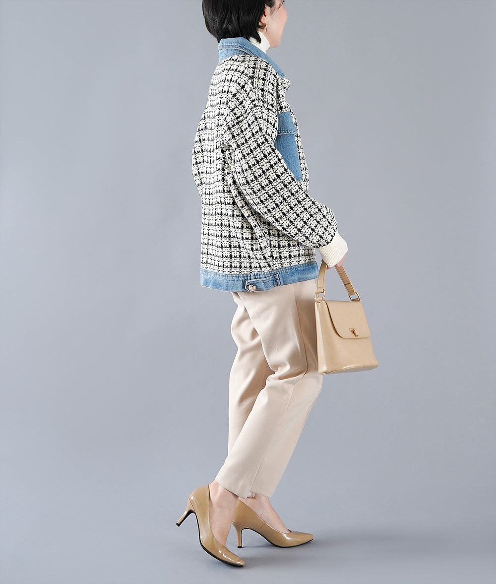 Mixed jacket of tweed and denim