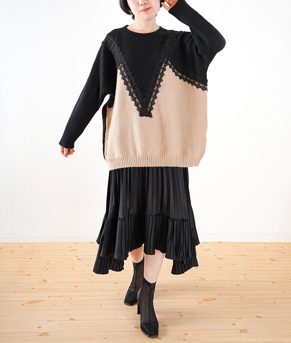 Lace and sweet bicolor knit