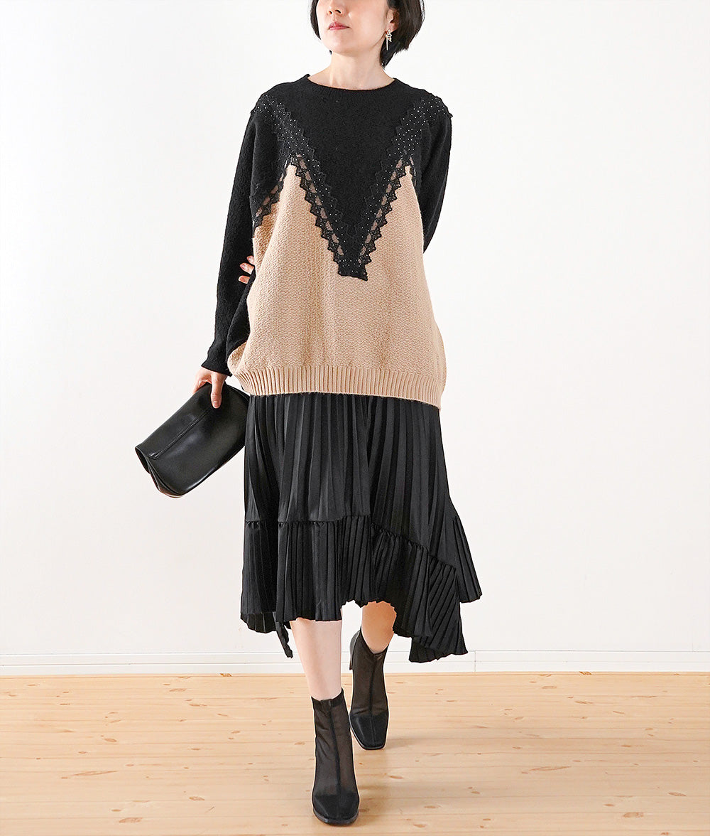 Lace and sweet bicolor knit
