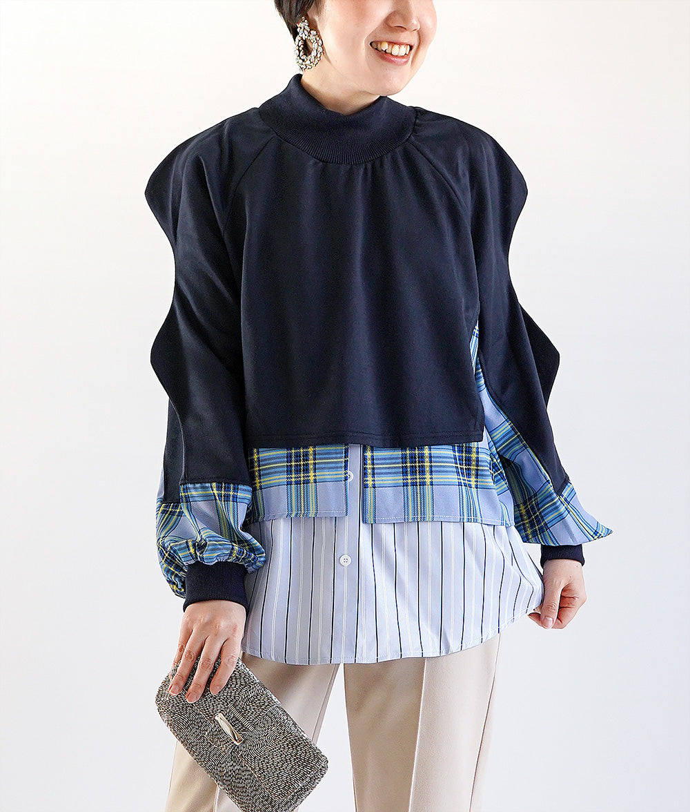 Layered cut and sew with wavy sleeves