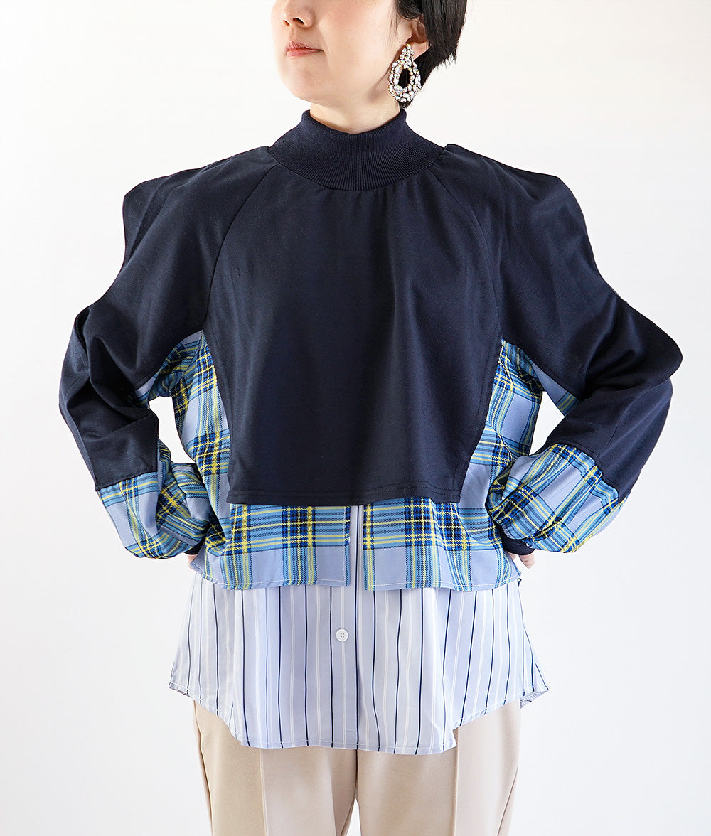 Layered cut and sew with wavy sleeves