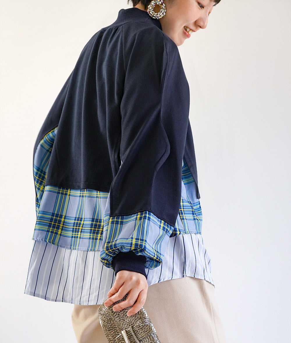 Layered cut and sew with wavy sleeves