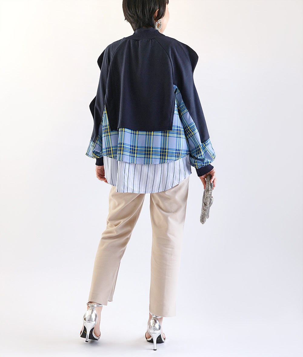 Layered cut and sew with wavy sleeves