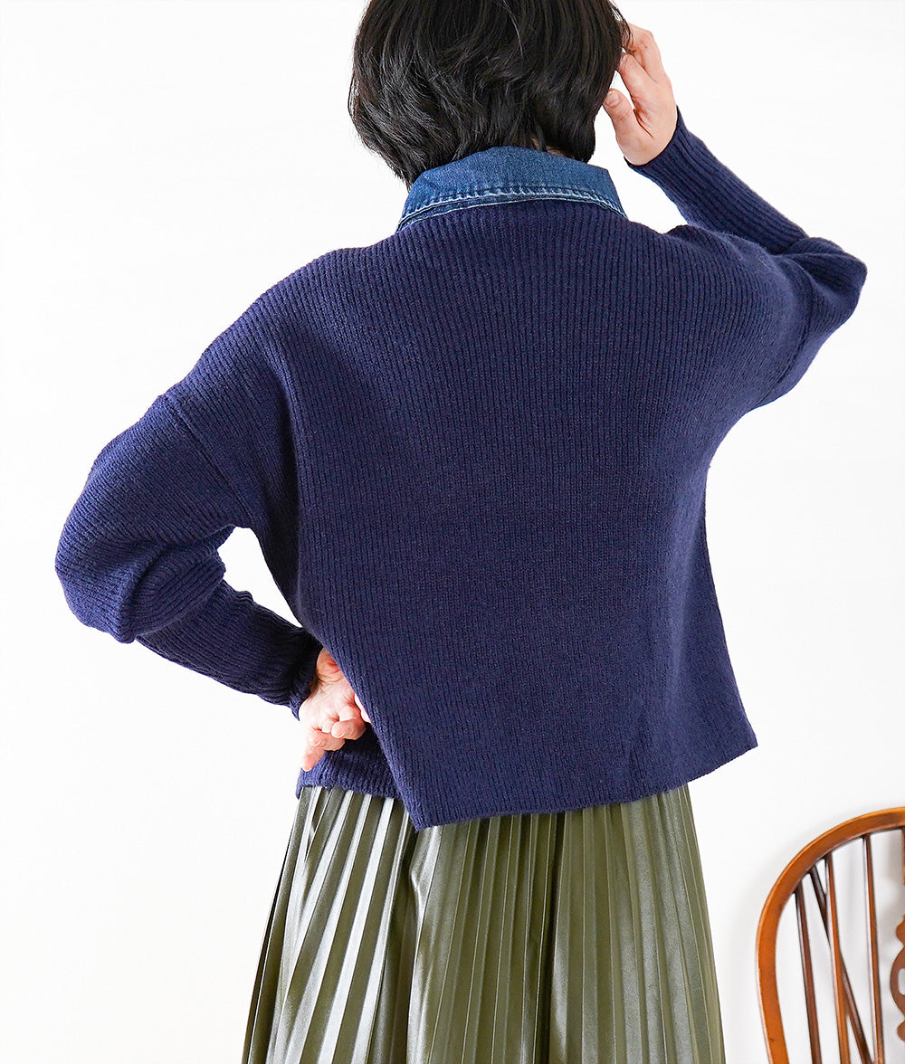 Denim & Pointy sleeve knit