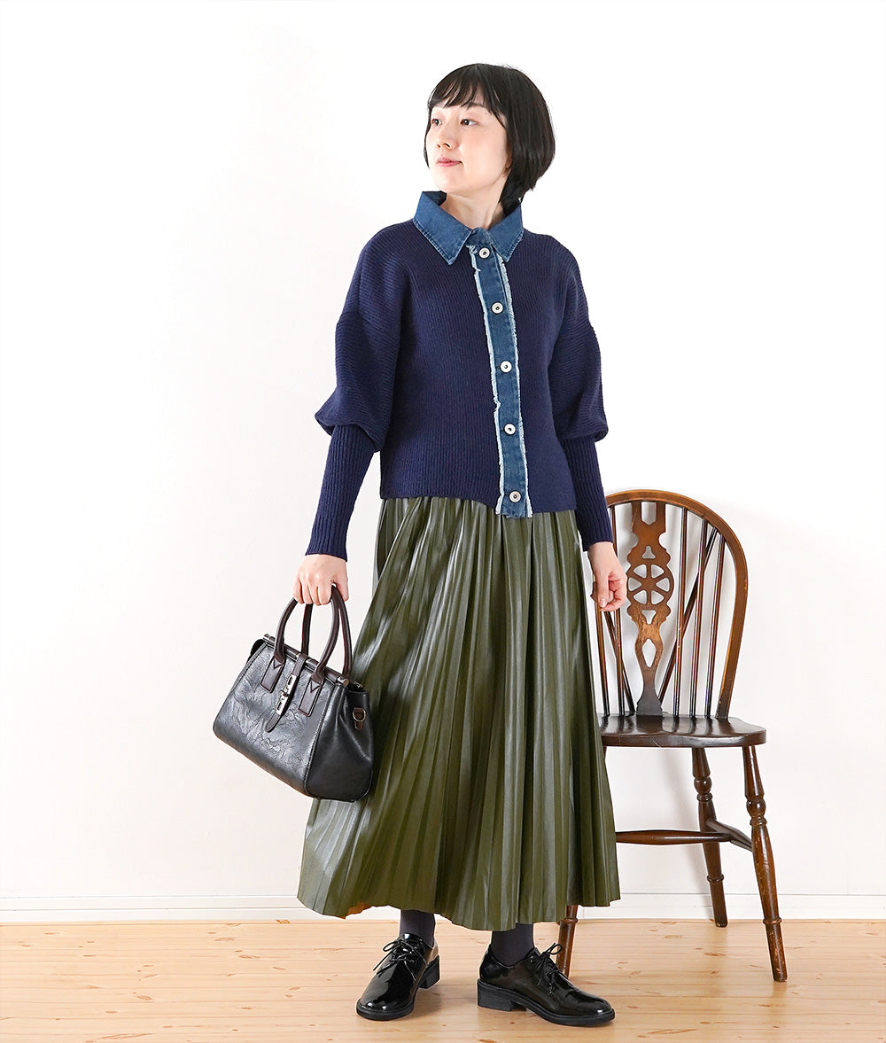 Denim & Pointy sleeve knit