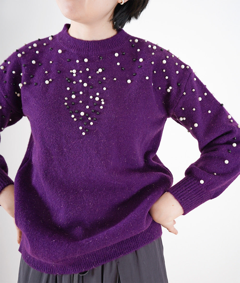 【SALE】Sparkling knit of pearl and lame