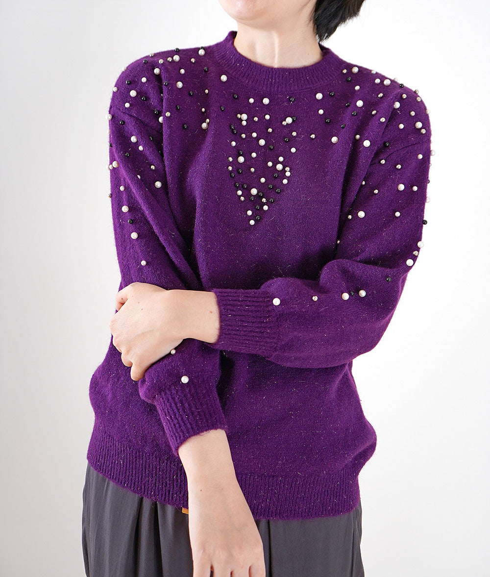 【SALE】Sparkling knit of pearl and lame