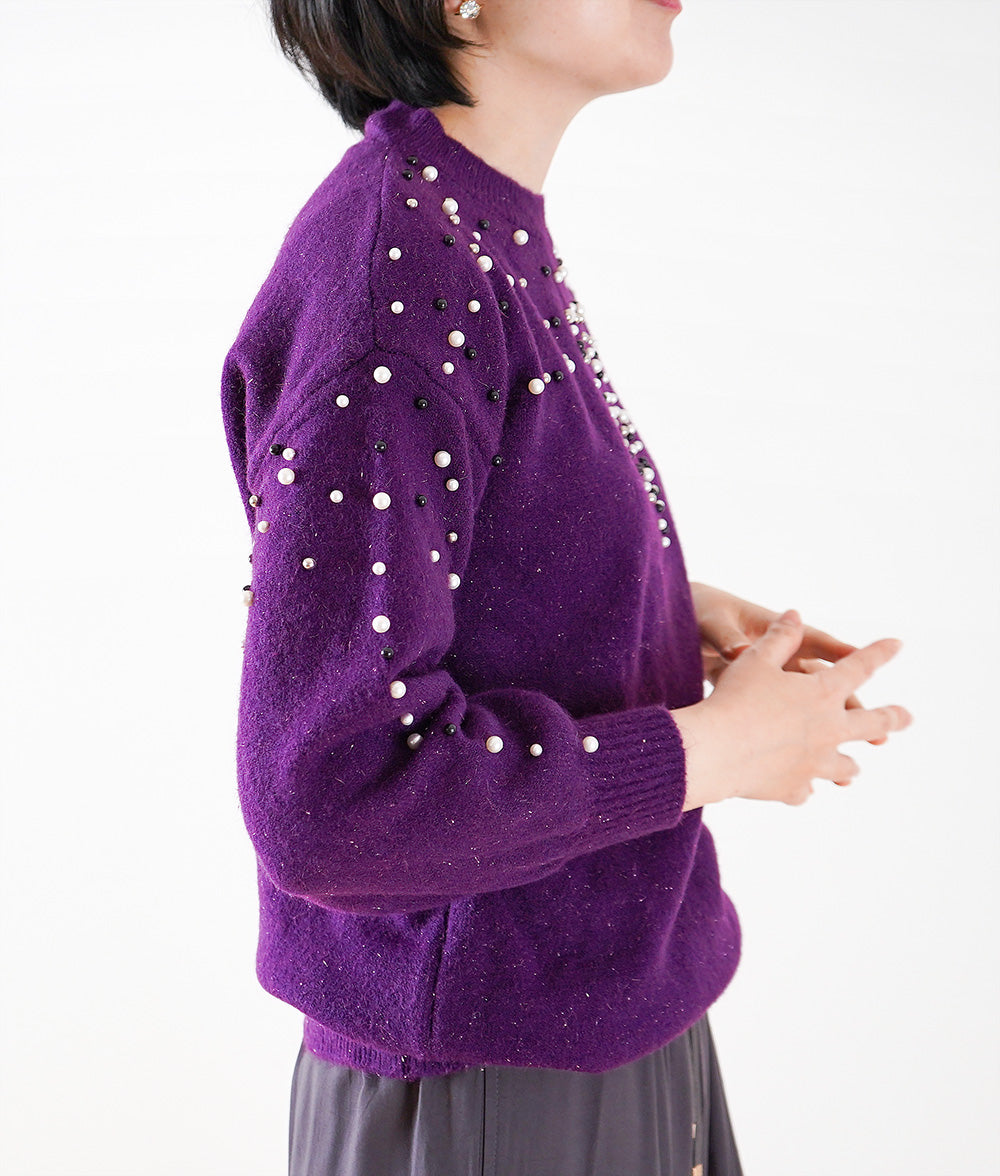 【SALE】Sparkling knit of pearl and lame