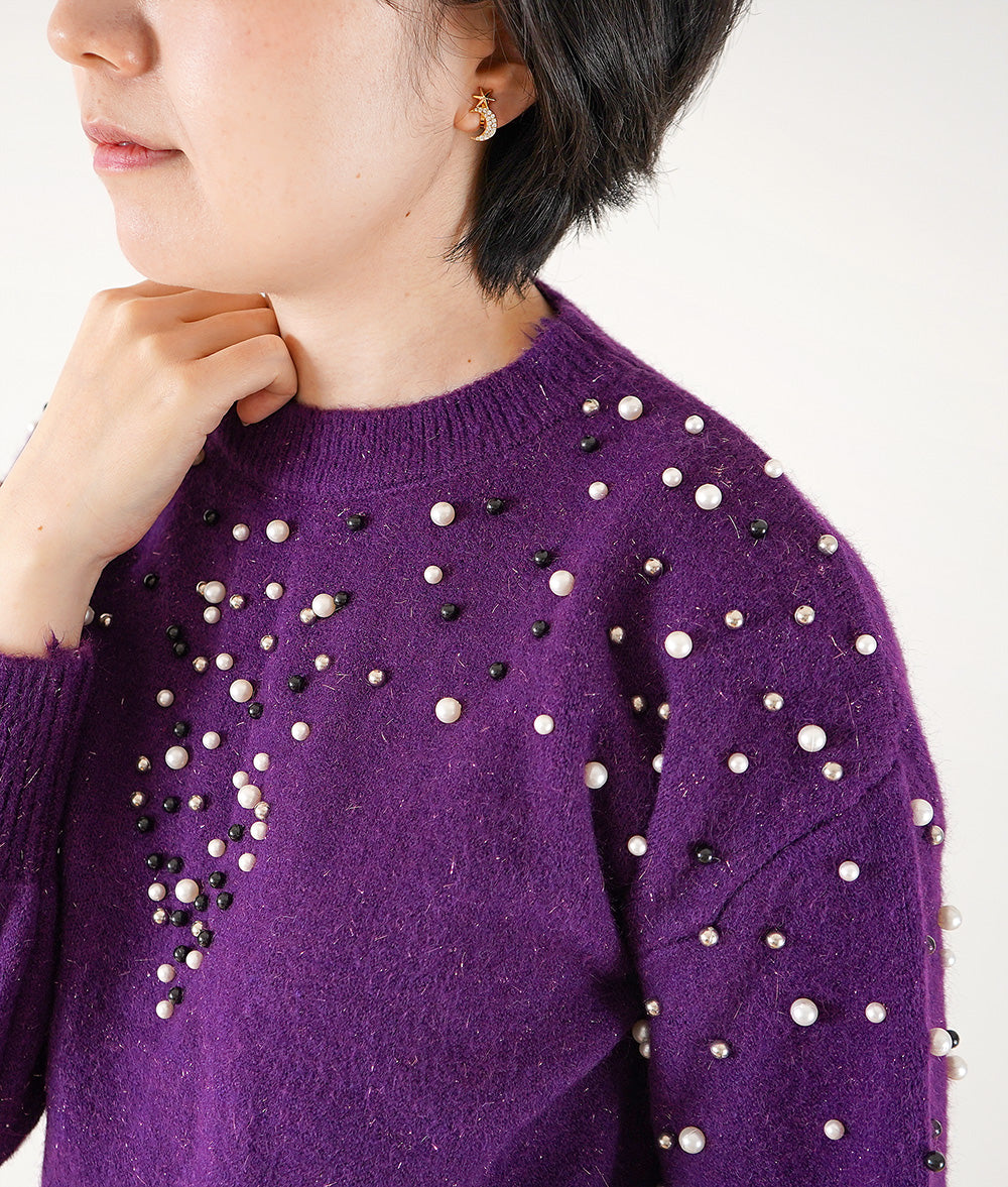 【SALE】Sparkling knit of pearl and lame