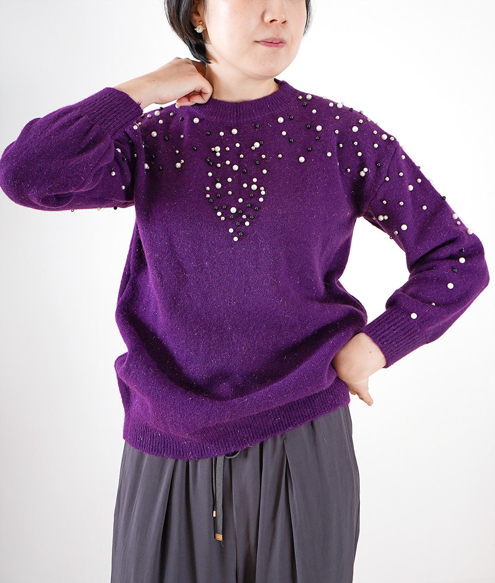 【SALE】Sparkling knit of pearl and lame