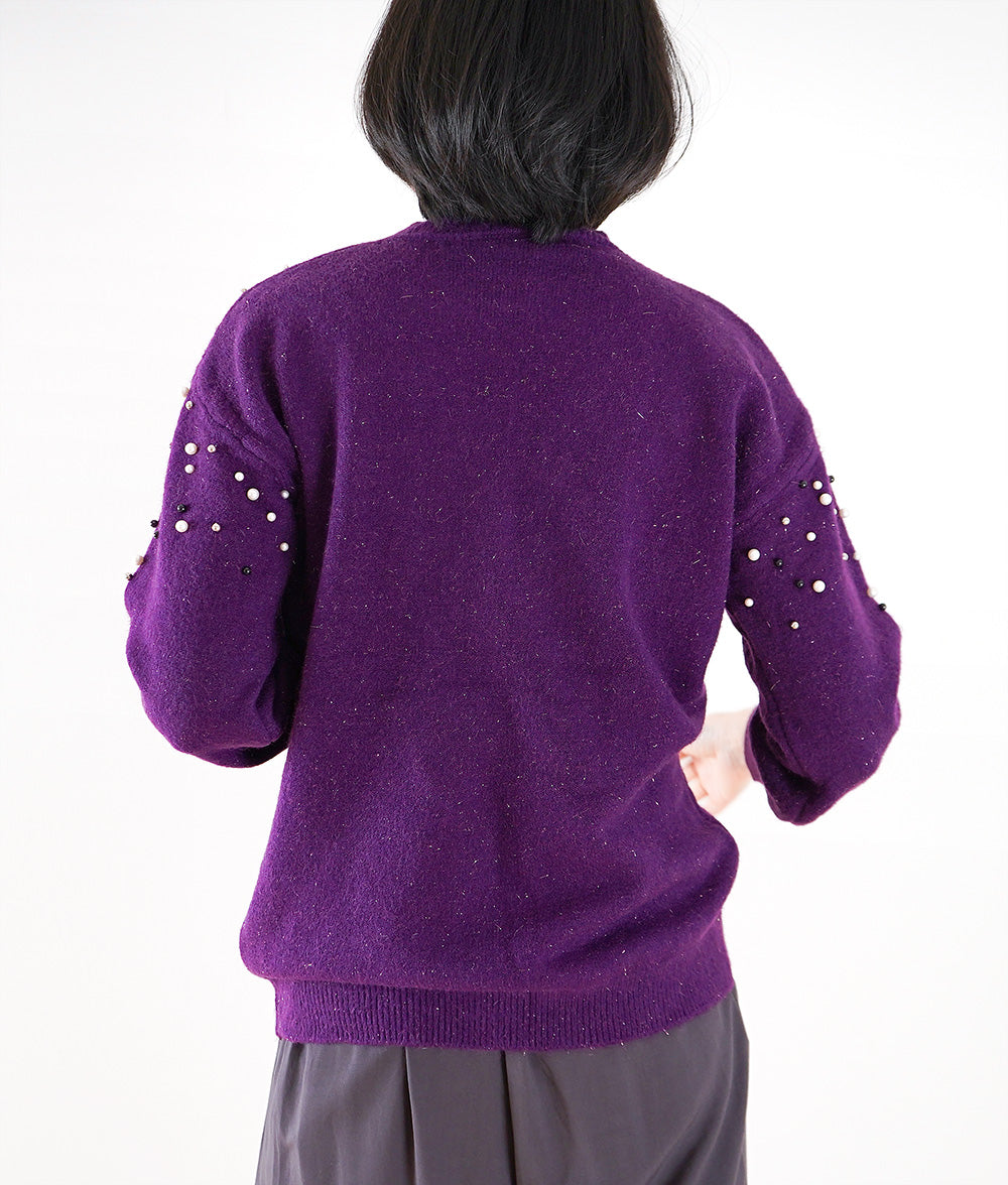 【SALE】Sparkling knit of pearl and lame