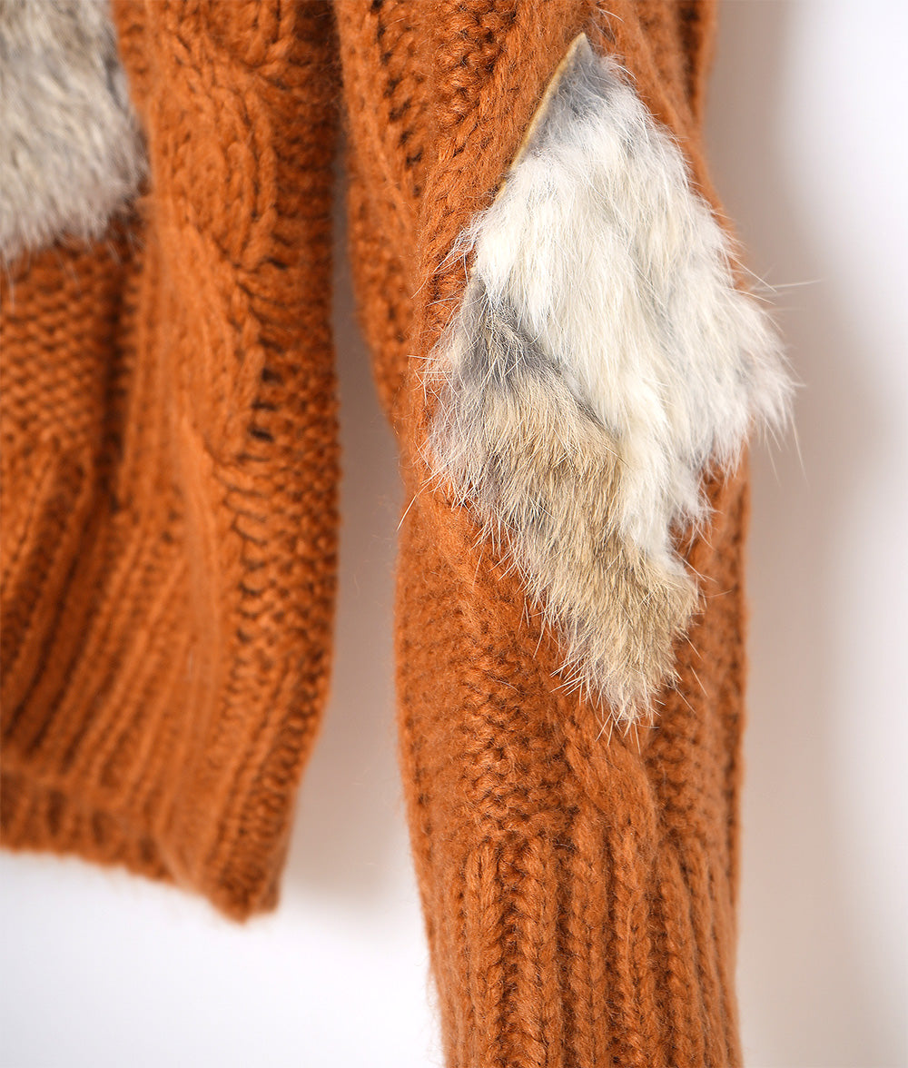 Rabbit fur and aran knit