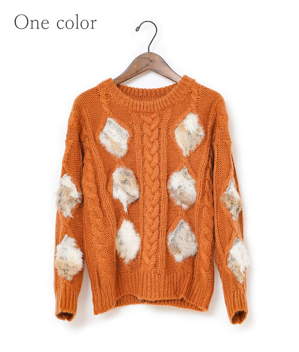 Rabbit fur and aran knit