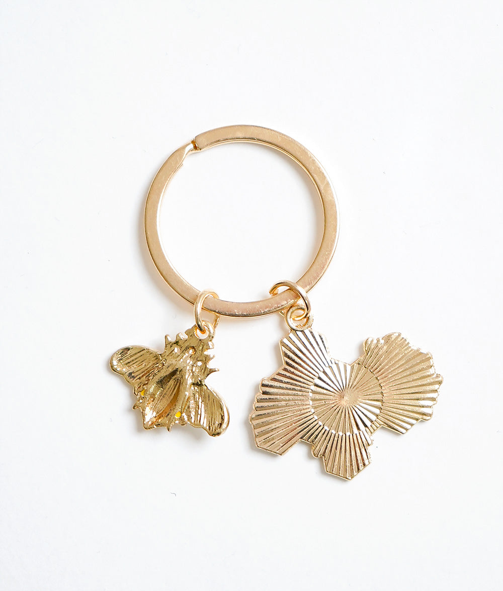 Bee motif key ring