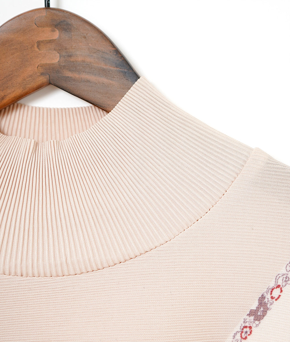 Flower and bird scarf pattern pleated dress