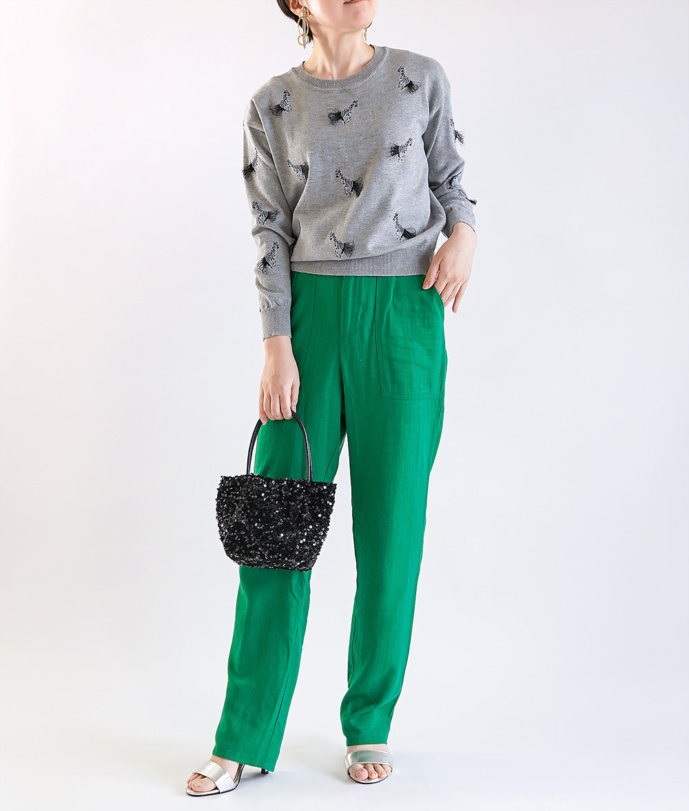 【SALE】Funny knit with zebra embroidery