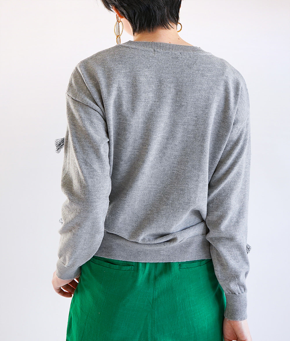 【SALE】Funny knit with zebra embroidery