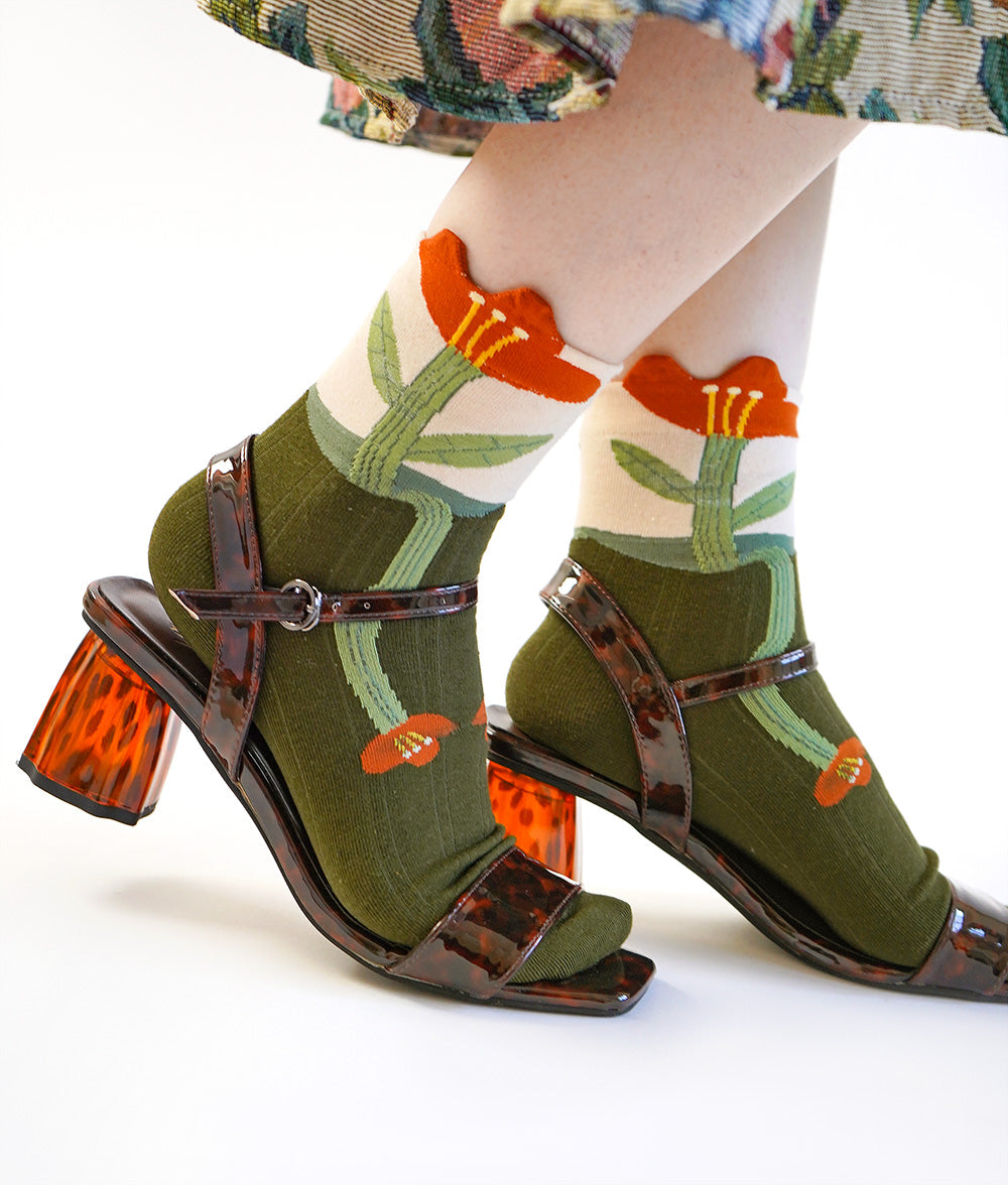 Spring Flower Crew Socks