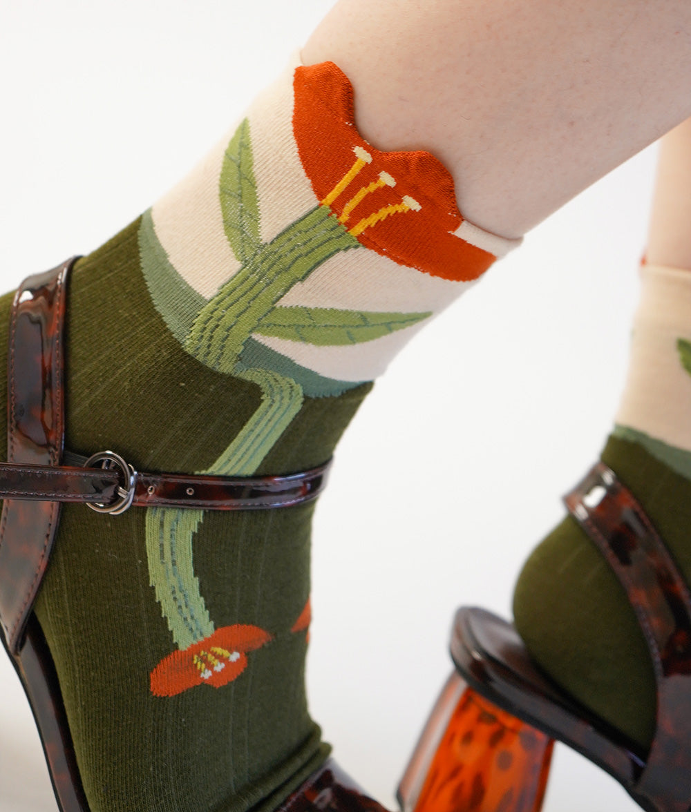 Spring Flower Crew Socks